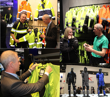 Gerade im Winter sind leuchtende Farben in der Arbeitssicherheit gefragt. Aber auch generell werden immer mehr Farben f&uuml;r Arbeitskleidung verwendet. Ob bei Bl&aring;kl&auml;der, Snickers, Hakro oder K&uuml;bler, schwarz ist oft nur die noch Begleitfarbe. (Foto &copy; DKB)